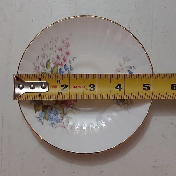 Royal Stafford Bone China Floral Saucer with Gold Rim – Made in England, 1960 - Picture 3 of 4